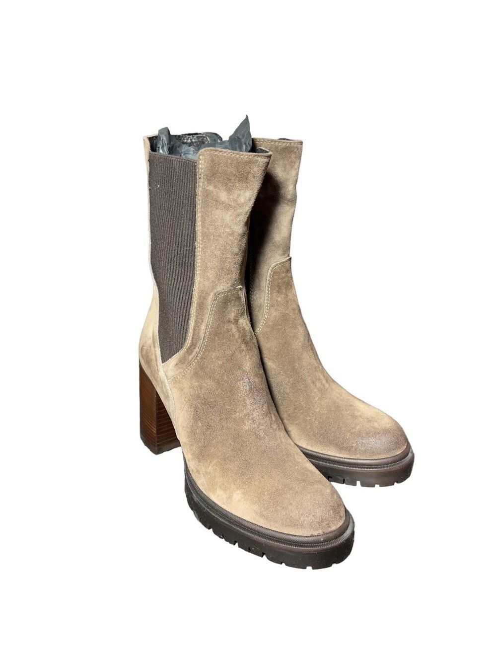 Emanuele CRASTO NWT Womens Riding Boots Brown Leather Mid Calf Pull On 10 EUR 40